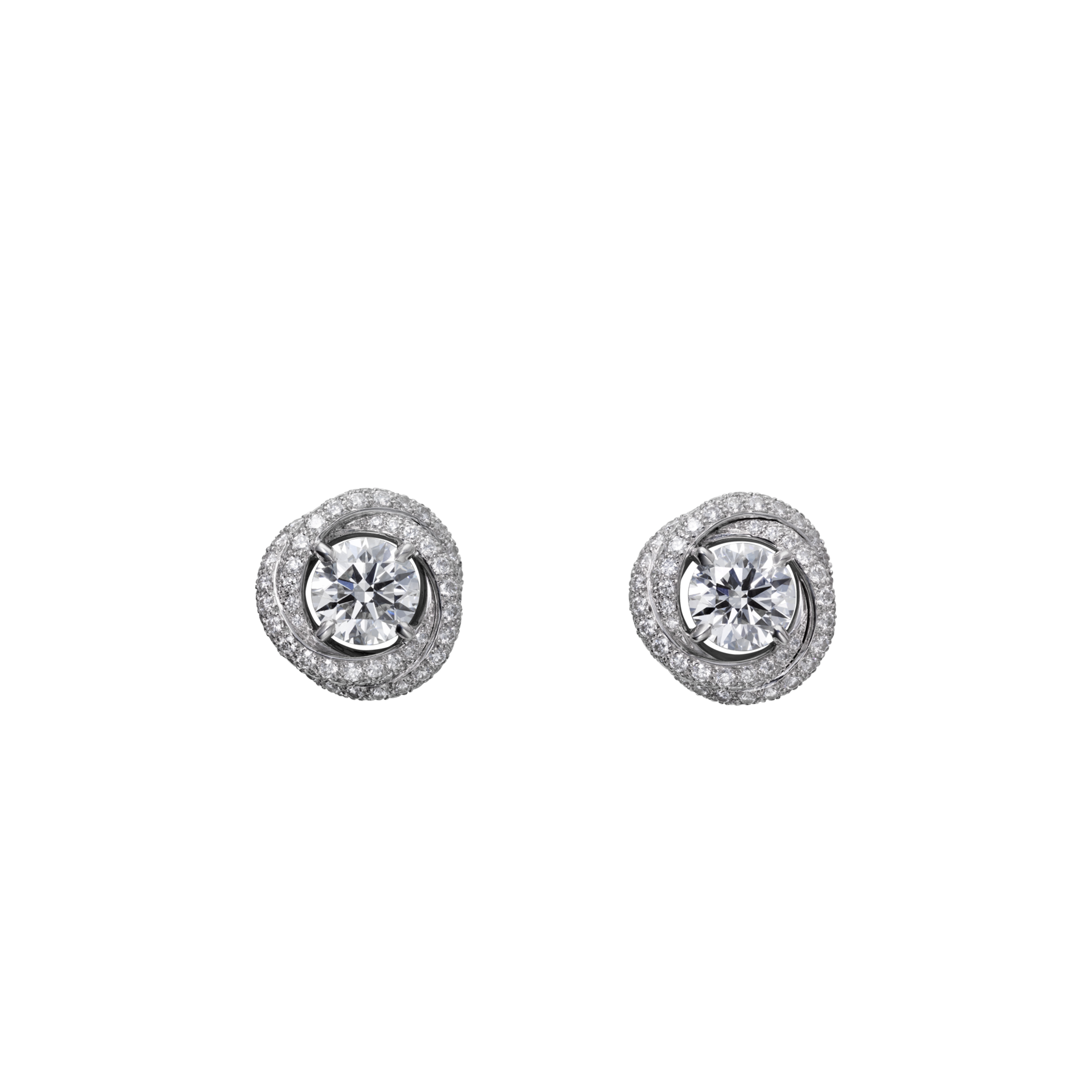 CARTIER TRINITY 18K WHITE GOLD, DIAMOND RUBAN EARRINGS N8515014